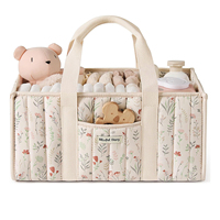 Panier de rangement portable en velours côtelé bleu pour nouveau-né, sac de transport pour couches et articles de puériculture, organisateur de couches et de langes