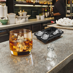 Grandi stampi per cubetti di ghiaccio in Silicone a forma di gatto 3D a 4 fori e gelatiera per regali di whisky/Bourbon-amanti dei gatti donne e uomini - Product Image 4