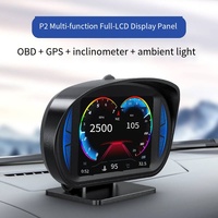 Jauge intelligente universelle OBD2 + GPS Écran de 3.5 pouces HUD P2 Affichage tête haute Instrument numérique intelligent Compteur de vitesse OBDII