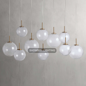 Biệt thự hiện đại chiếu sáng rõ ràng bong bóng thủy tinh bóng ánh sáng mặt dây chuyền E12 cơ sở trang trí nội thất dẫn đèn chùm - Product Image 6