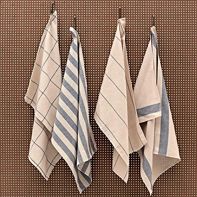 Custom Printed striped design textiles kitchen towel set dish tea towel