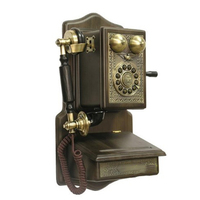 Điện Thoại Trang Trí Retro Vintage Có Dây 1907 Deluxe Nút Nhấn Điện Thoại Treo Tường Bằng Gỗ