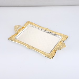 Đôi màu khắc kim loại trái cây khay tròn bên hình chữ nhật phục vụ khay với thiết kế sắt thanh lịch - Product Image 4