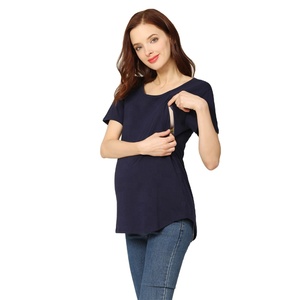 Vêtements de maternité d'été, t-shirt d'allaitement à fermeture éclair, chemisier de grossesse pour femmes, coton extensible, taille plus S-4XL, <span class=keywords><strong>tissu</strong></span> jersey - Product Image 1