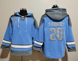 Großhandel Genähtes 14 St. Brown 16 Goff 20 Sanders 97 Hutchinson Detroit American Football Schnür-Pullover Trikot-Hoodie - Product Image 4