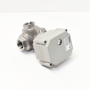 Válvula de bola de tres vías de acero inoxidable de 3/8 pulgadas, eléctrica, miniatura, con ventana indicadora para agua y aire - Product Image 2