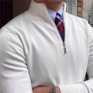 Quarter 1/4 Half Zip Knitted <strong>Sweater</strong> Pullover Custom Old Money Style <strong>Men</strong> Ribbed Knit <strong>Turtleneck</strong> 1/4 Zipper <strong>Sweater</strong> <strong>for</strong> <strong>Men</strong> - Product Image 1