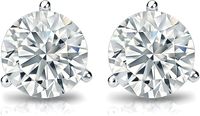 Серьги-гвоздики из золота 14 карат с выращенными в лаборатории бриллиантами для женщин, 1 карат (цвет D-E-F, чистота SI1-SI2, общая весность камней), с креплением на 3 крапанах типа «Мартини», с закручивающейся застежкой.