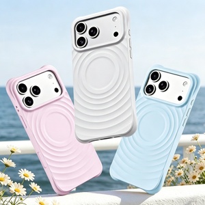 เคสโทรศัพท์มือถือซิลิโคนเหลวแบบแม่เหล็ก Fashion Ripple สำหรับ iPhone 17 13 Pro Max 14 15 16 Plus 17 Air ป้องกันด้านหลัง - Product Image 1