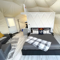 Tente de glamping en PVC pour l'extérieur, dôme géodésique avec salle de bain, résistante aux intempéries toute l'année