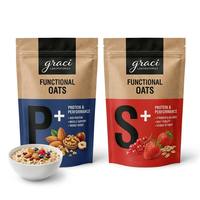 Sachets Doypack en papier kraft recyclable de qualité alimentaire pour céréales et flocons d'avoine avec fermeture éclair refermable