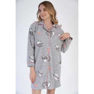 Camiseta de punto para mujer, con botones, manga larga, forro polar, corte ovalado, estilo túnica - Product Image 3