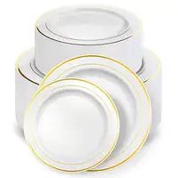 Premium ağır 7.5 "gül altın jant düğün parti tek kullanımlık plastik yemek tabakları