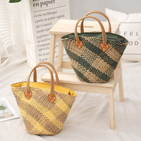 Sacs en paille de raphia tendance marocaine, sacs fourre-tout d'été pour la plage, sacs à main pour femmes, panier en paille tissé