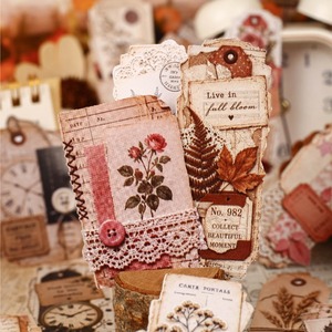 16 autocollants par paquet, série vintage laminée, matériaux décoratifs faits à la main, style rétro, pour bricolage - Product Image 4