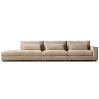 Ensemble de canapés en cuir en forme de L de luxe, canapé modulaire pour appartement, coussin moelleux, cadre en bois, meubles de bureau faits à la main