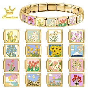กำไลข้อมือสแตนเลสสตีลลายดอกไม้สไตล์ DIY สีทอง ประดับมุกเทียมคริสเตียน ดีไซน์สดใส ปรับแต่งได้ สร้างสรรค์ ใช้งานได้หลากหลาย - Product Image 5