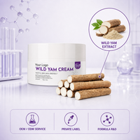 Crème hydratante anti-âge au yam sauvage personnalisable pour le soin du corps, végane et naturelle, 50 ml/120 g, usage domestique