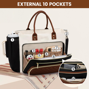 Grand porte-gobelet <span class=keywords><strong>professionnel</strong></span> pour femmes 15.6 pouces mallette pour ordinateur portable <span class=keywords><strong>sac</strong></span> fourre-tout noir-beige-marron Style de mode pour les infirmières enseignants - Product Image 5