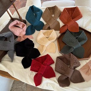 Style coréen motif torsadé bonnet croix écharpe automne hiver plus chaud enfants <span class=keywords><strong>cou</strong></span> plus chaud couleur unie écharpe à la mode pour filles bébé - Product Image 4