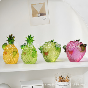 Adornos de Resina con Forma de Frutas Creativas, Piña, Fresa, Pera, Decoración para el Hogar, Artesanía Realista - Product Image 1