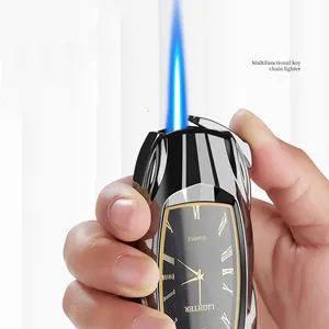 Thời trang đồng hồ Torch nhẹ hơn với la bàn Keychain Mặt dây chuyền đa chức năng gas nhẹ hơn cho nam giới