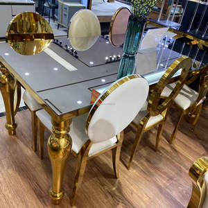 Table à manger <span class=keywords><strong>de</strong></span> luxe moderne royale avec <span class=keywords><strong>cage</strong></span> à oiseaux en cristal et dessus miroir - Product Image 5