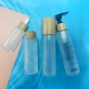 Bamboo Cosmetic Packaging 30ml 50ml 100ml 4oz Frosted Serum Oil Glass Dropper Bottles Pump Bottle Spray Bottles with Bamboo Lid - Product Image 5