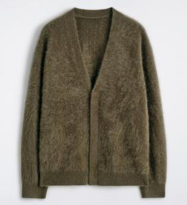 <span class=keywords><strong>Cardigan</strong></span> in Maglia Morbida Personalizzato 2026, Maglione Marrone con Bottoni, Collo Tondo, Misto Lana e Cashmere, Spazzolato, per Uomo - Product Image 3