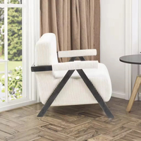 Fauteuil d'appoint en velours compressé, style nordique, avec pieds en métal, rembourré, confortable, vente directe d'usine en gros