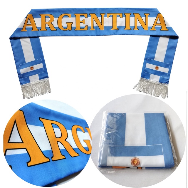 Wholesale Football Fans Soccer Match Cheering Neck Warp Scarf Argentina Flag Scarf