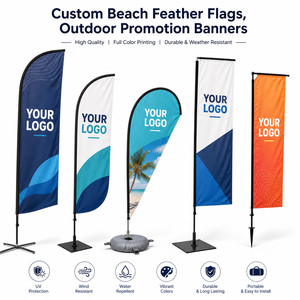 Custom Logo Outdoor Feather Flag Teardrop Banner Flying Beach Flag for Advertising Event Trade Show Grand Opening Sturdy Base - Product Image 1