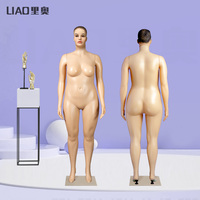 Mannequin femme grande taille avec poitrine et fessier volumineux, corps entier en PE, avec support de tête, couleur chair, pose debout pour vitrine