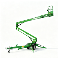 Plateforme élévatrice hydraulique remorquable fiable, hauteur de travail 12 m, capacité de charge 200 kg, système de descente d'urgence complet et sécurisé, haute performance