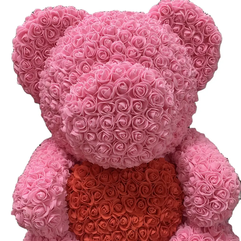 New hot Sale Valentine's Day Diamonds Bear Flower Rose Teddy Bear With Gift Box