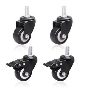 MW Wholesale Chinese manufacture1.5" 2" 2.5" 3" top plate threaded stem black light duty caster wheels swivel brake castor