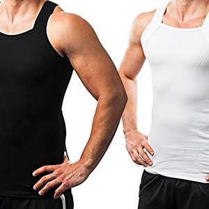 Débardeur de sport respirant en coton 100% 230 GSM, col rond, personnalisé Hip Hop, avec logo imprimé par transfert thermique pour la musculation masculine - Product Image 1