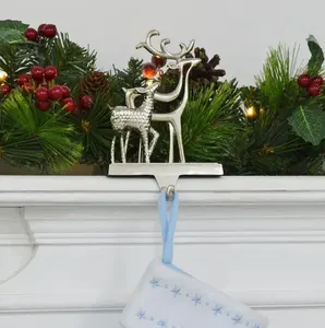 热卖铝制鹿袜架圣诞饰品装饰家居装饰鹿雪橇袜架