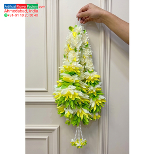 Artificial <b>White</b> Yellow Green Flower Garland Decorative <b>Hanging</b> Mala for Wedding Festival Temple Home Floral Decoration - Product Image 5