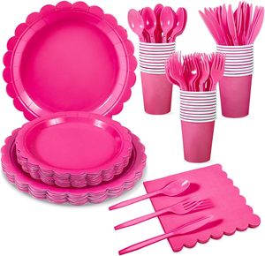 25 Juegos de Platos Desechables de Papel de Color Sólido, Juego de Artículos para Fiestas, Platos Desechables para Acampar al Aire Libre - Product Image 4