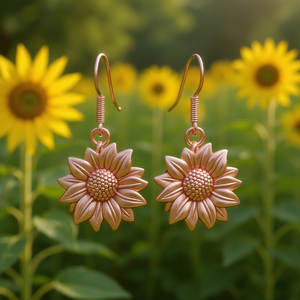 Pendientes colgantes de plata tibetana con forma de flor, chapados en oro rosa, estilo vintage, joyería de moda para mujer E2550 - Product Image 2