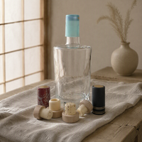 Bouteille en verre vide transparente de 750 ml, carrée, à épaule droite, pour emballage de whisky, vodka, vin et spiritueux, vente en gros OEM