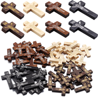 Großpackung Holzkreuz-Anhänger INRI Jesus Perlen Charms 4 Farben DIY Rosenkranz Schmuckherstellung Bastelbedarf Zubehör