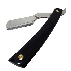 IKZARSA Straight <b>Razor</b> Stainless Steel Blade Single Blade Black Buffalo Horn Handle Barber Shop Use <b>for</b> <b>Men</b> and Women I-BWR-01 - Product Image 1