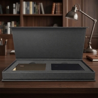Boîte à cartes magnétique double en carton haut de gamme personnalisée, emballage de luxe noir pour porte-cartes Visa, de débit, de crédit, VIP, cadeau d'entreprise