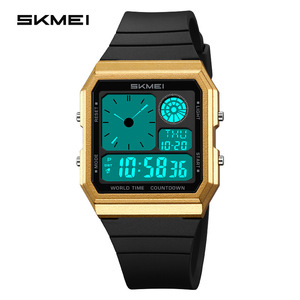Skmei Digital Men's Watch Tpu Strap 3Bar Water Resistant World Time Countdown Sport Watch - Product Image 1