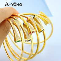 Nouveautés : Ensemble de bijoux de luxe en zircon, bracelets ajustables pour femmes, bracelet et bague plaqués or 18 carats