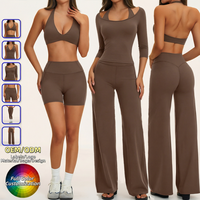 Ensemble de yoga pour femmes avec logo personnalisé, écologique, respirant, uni, vêtements de sport, tenue de fitness 2 pièces, Ropa Deportiva Mujer