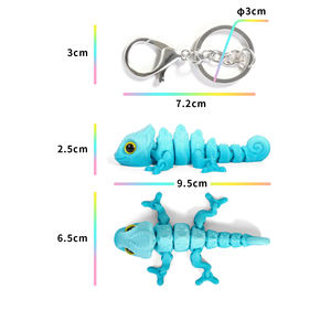 Vashine 3D personnalisé OEM imprimé coloré PLA porte-clés enfants figurines d'action Joint jouets mobiles mignon amical dessin animé caméléon - Product Image 5