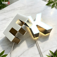 Lettres lumineuses LED 3D personnalisées en acier inoxydable brossé or rose, acrylique multicolore, éclairage avant/arrière, pour entreprises extérieures